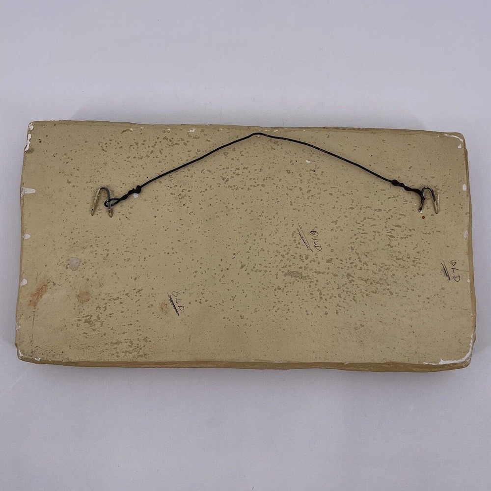 Scroll Heavy Plaque Wait on the Lord Psalm 27:14 H.A. Larsen 1946 Chalk Plaster - Picture 4 of 12